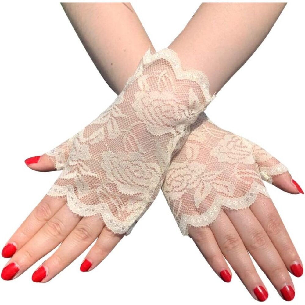 Women's Fancy Wrist Skin Short Lace Half Fingerless Gloves Wedding Party Tea